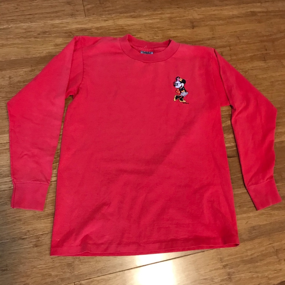 Vintage Minnie Mouse Long Sleeve Shirt Oneita Size Medium - Made In USA
